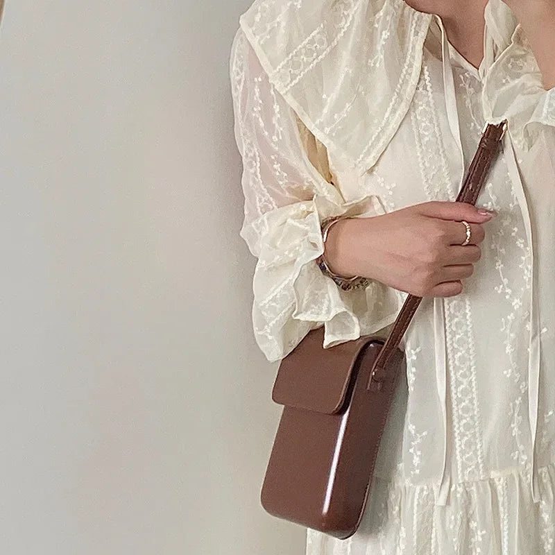 2024 Flap Crossbody Bags Women Mini PU Leather Shoulder Purses and Handbags for Girls Ladies Phone Simple Solid Bag