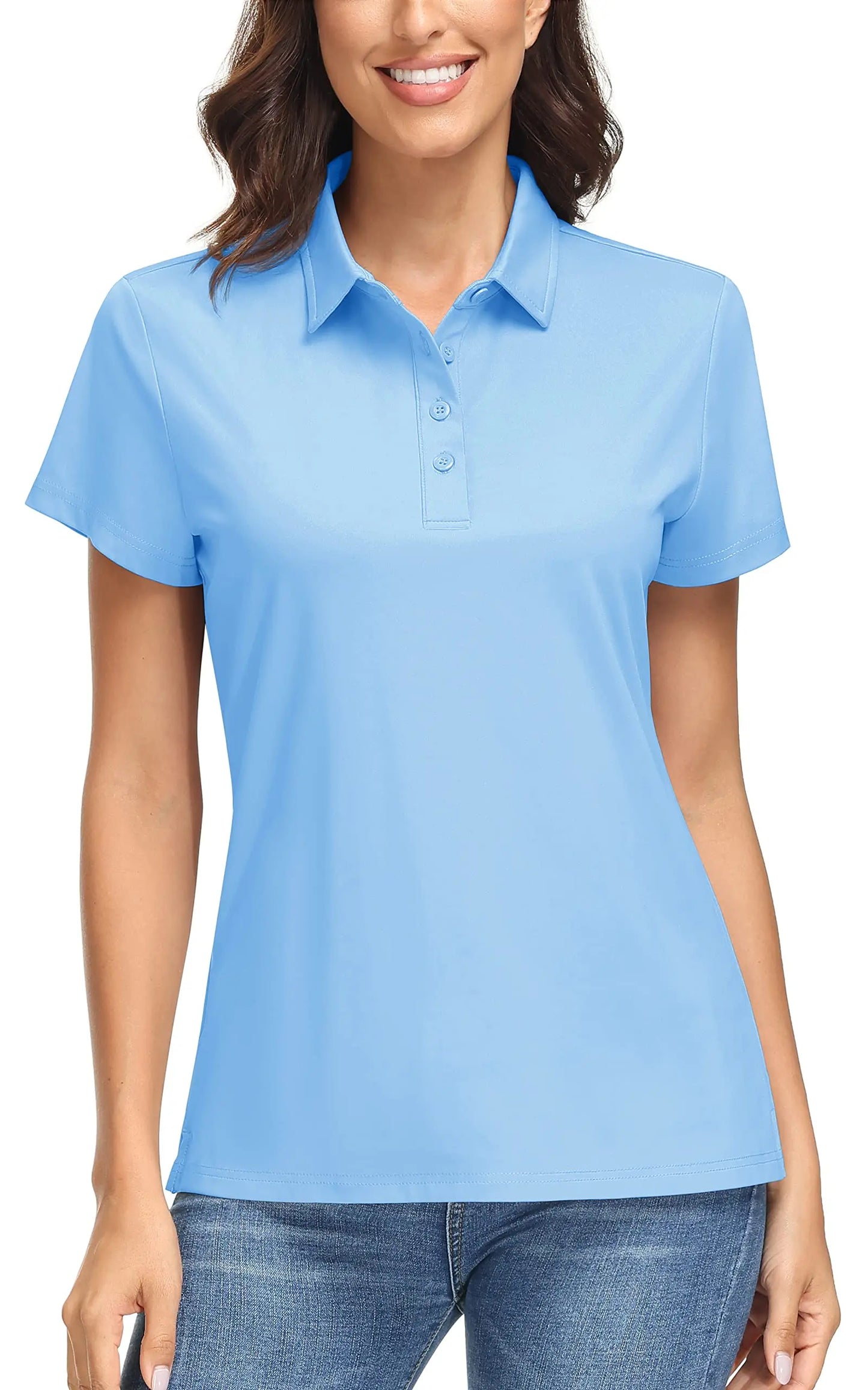 TACVASEN Summer UPF 50+ Short Sleeve Shirts Womens Sun Protection T-shirts Quick Dry 4 Buttons Tennis Workout Tee Golf Pullovers