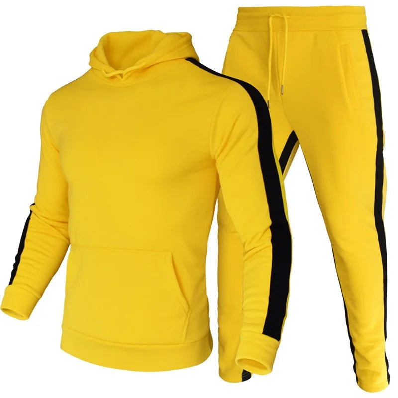 Men's 2 Piece Tracksuit Color Block Sweatsuit Stripes Casual Winter Long Sleeve Warm Moisture Wicking Breathable Sportswear Suit