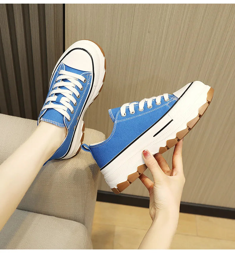 Classic Canvas Shoes Female Fashion Sneakers Women Thick Bottom Plate Shoes Heightening Casual Women's Shoes Zapatos De Mujer