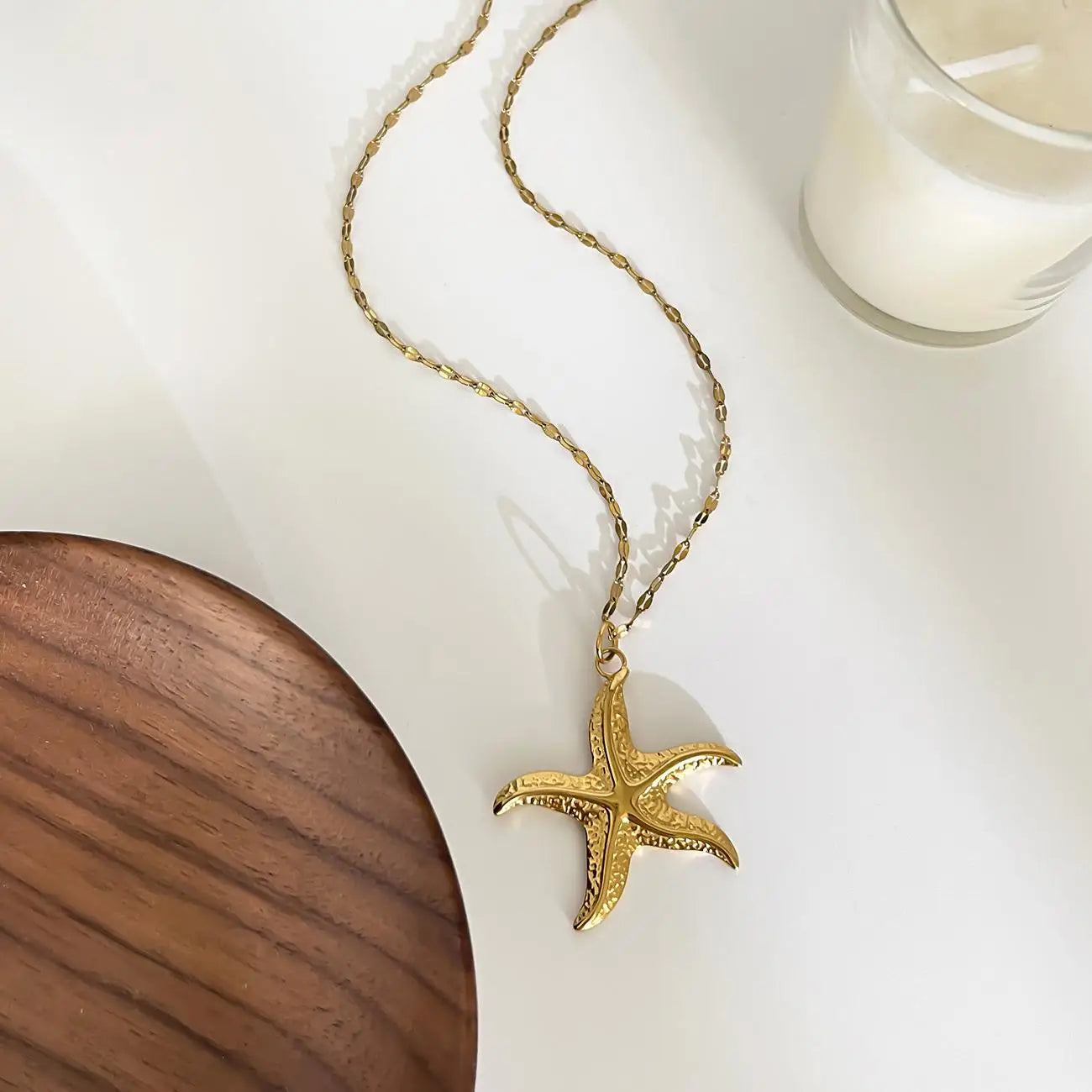 MHS.SUN Starfish Shell Conch Pendant Necklaces For Women Men Stainless Steel Trendy Chain Choker Beach Jewelry Summer Party