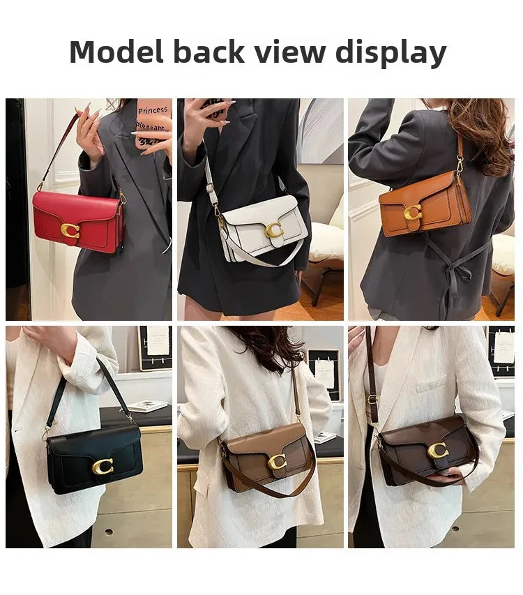 2025 New Women's High-End Pure Color Simple Square Bag Multi-Layer Commuting Single Shoulder Bag Neutral Minimalist Style