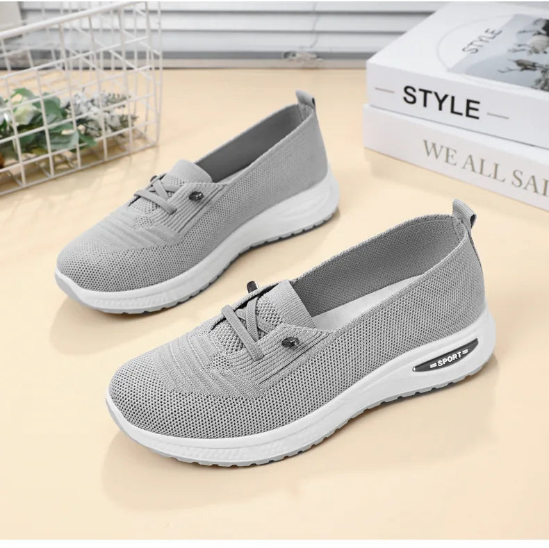 Summer Women's Sneakers Breathable Slip on Walking Shoes Mesh Low Top Womens Vulcanized Shoes Soft Sole Lightweight Women Shoes