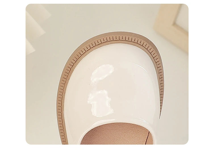 Children's Leather Shoes Glossy PU Black School Girl Shoes Fashion Sweet Kids Princess Soft Bottom Mary Jane Shoes Side Bowknot