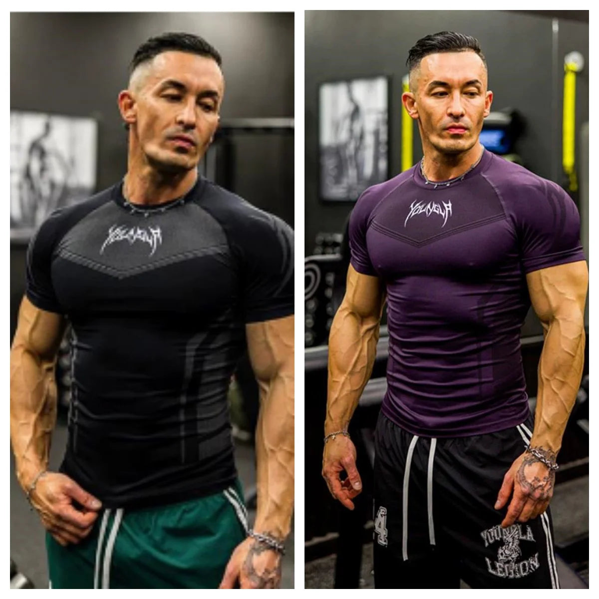 Men Short Sleeve 2025 Spring Autumn New StyleFitness Clothes Quick Drying Breathable Stretch Tight Fitting Clothing T-Shirt