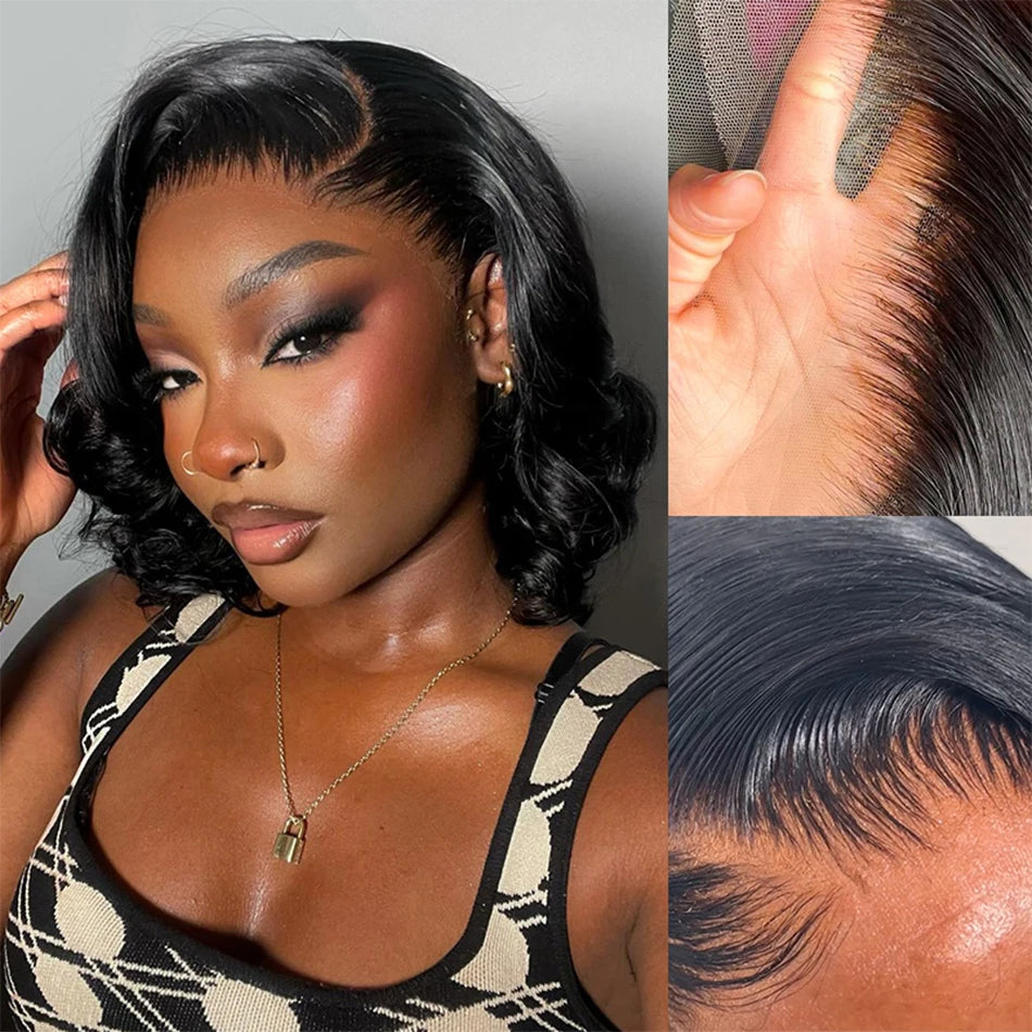 Best Double Drawn Short Bob Wigs Raw Vietnamese Virgin Hair Glueless Body Wave Human Hair Lace Frontal Pre Cut 13x4 Hd Lace Wig