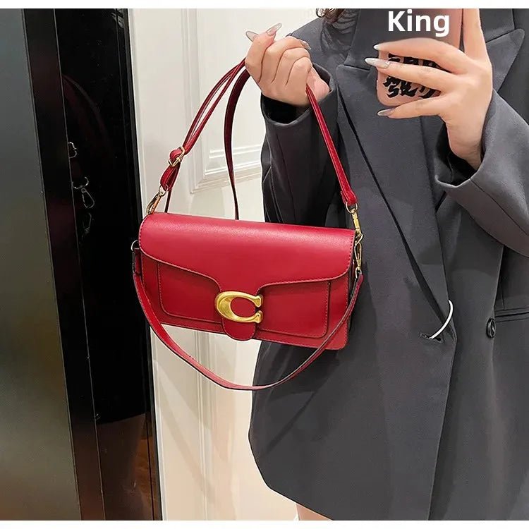 2025 New Women's High-End Pure Color Simple Square Bag Multi-Layer Commuting Single Shoulder Bag Neutral Minimalist Style