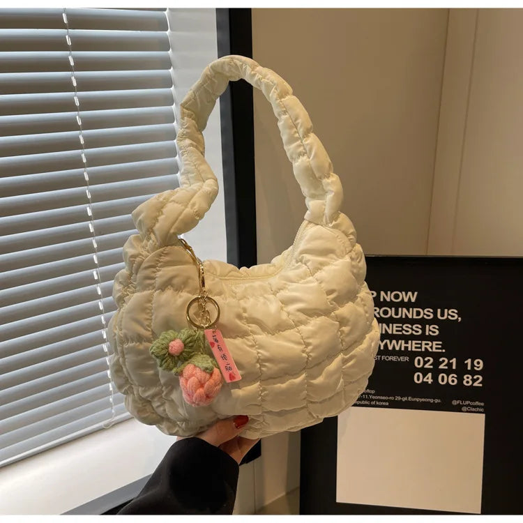 Women's Bag Korean Version Sweet Girly Style Shoulder Bag Fashion Casual Bubble Dumpling Bag Fold Cloud Bag Fashion Exquisite