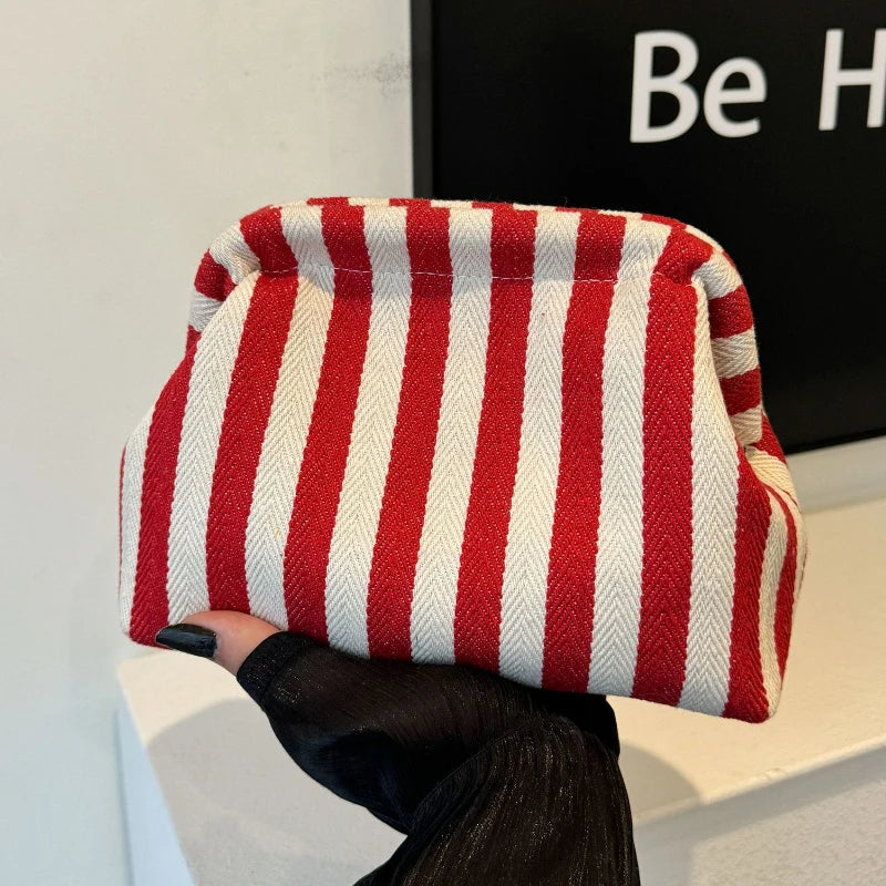 Summer Woven Crochet Purses for Women Beach Clutch Handbags 2025 Dumpling Hobo Casual Colorblock Bag Ladies Ruched Cloud Purse