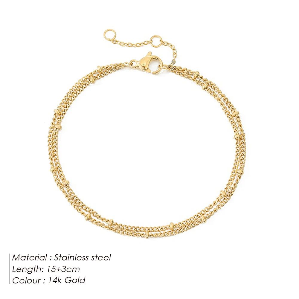 eManco Simple Women's Ball Chain Bracelet Bracelet New Layered Thin Beads Accessories Stainless Steel Jewelry Gifts Wholesale