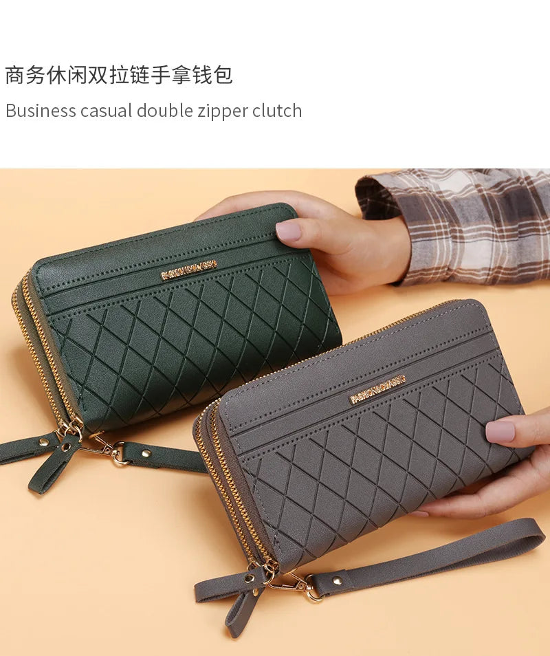 Long Women's Wallet Female Purses Tassel Coin Purse Card Holder Wallets Double Zipper Pu Leather Clutch Luxury Money Phone Bag