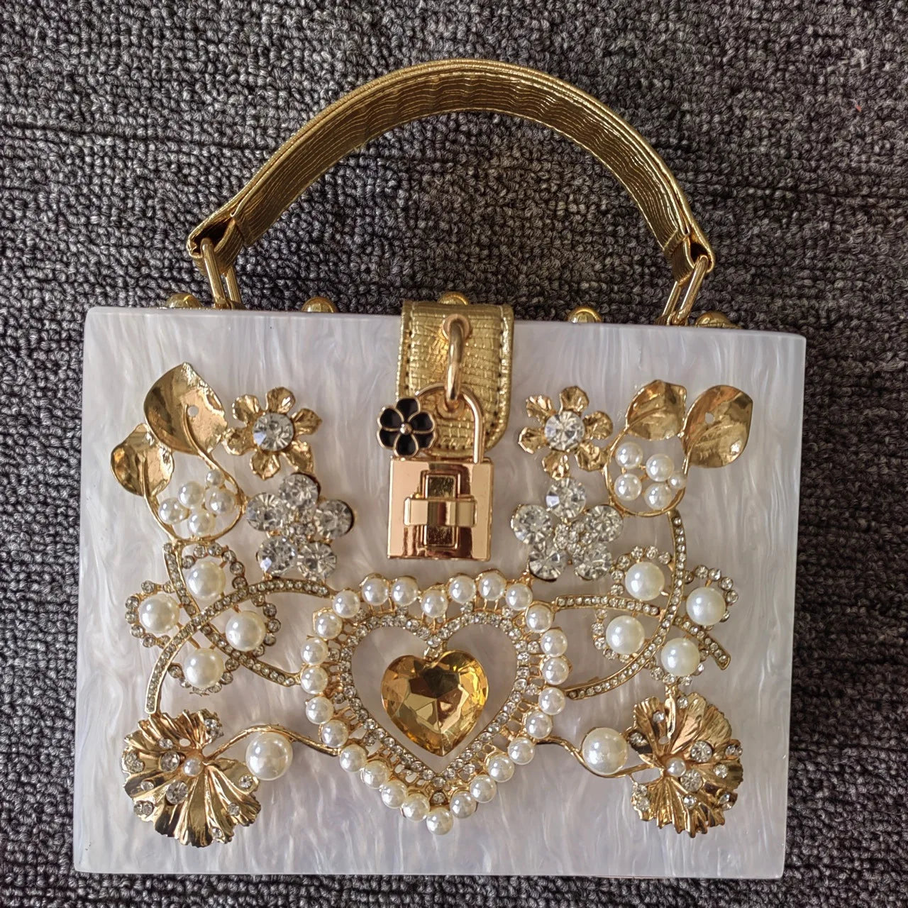 Girl Bling Sequined Women Metal Pearl White Clutch Bags Ladies Handbags With Heart Party Cocktail Evening Purse Bag Pink Handbag