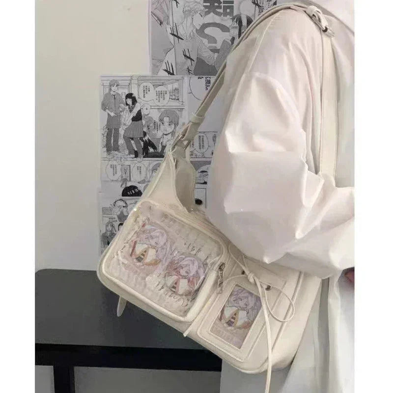 Y2k Harajuku Shoulder Bag Women Korean Transparent Ita Bag School Crossbody Bag Female Japanese Designer Preppy Handbag Purse