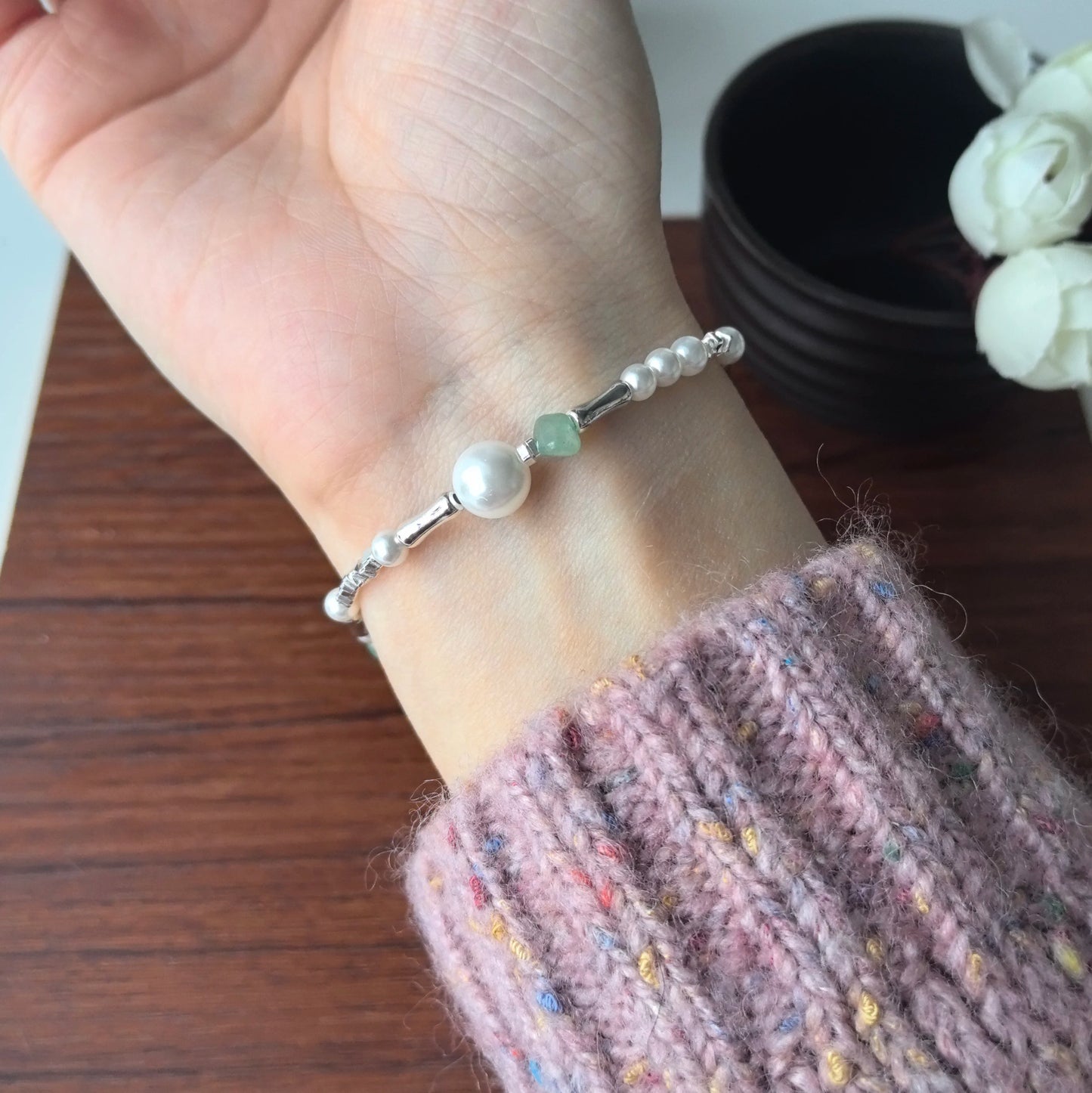 VENTFILLE 925 Sterling Silver Line Extremely fine Bracelet for Women Love Haert Bead Korean Ins Sweet Jewelry Gift Dropshipping