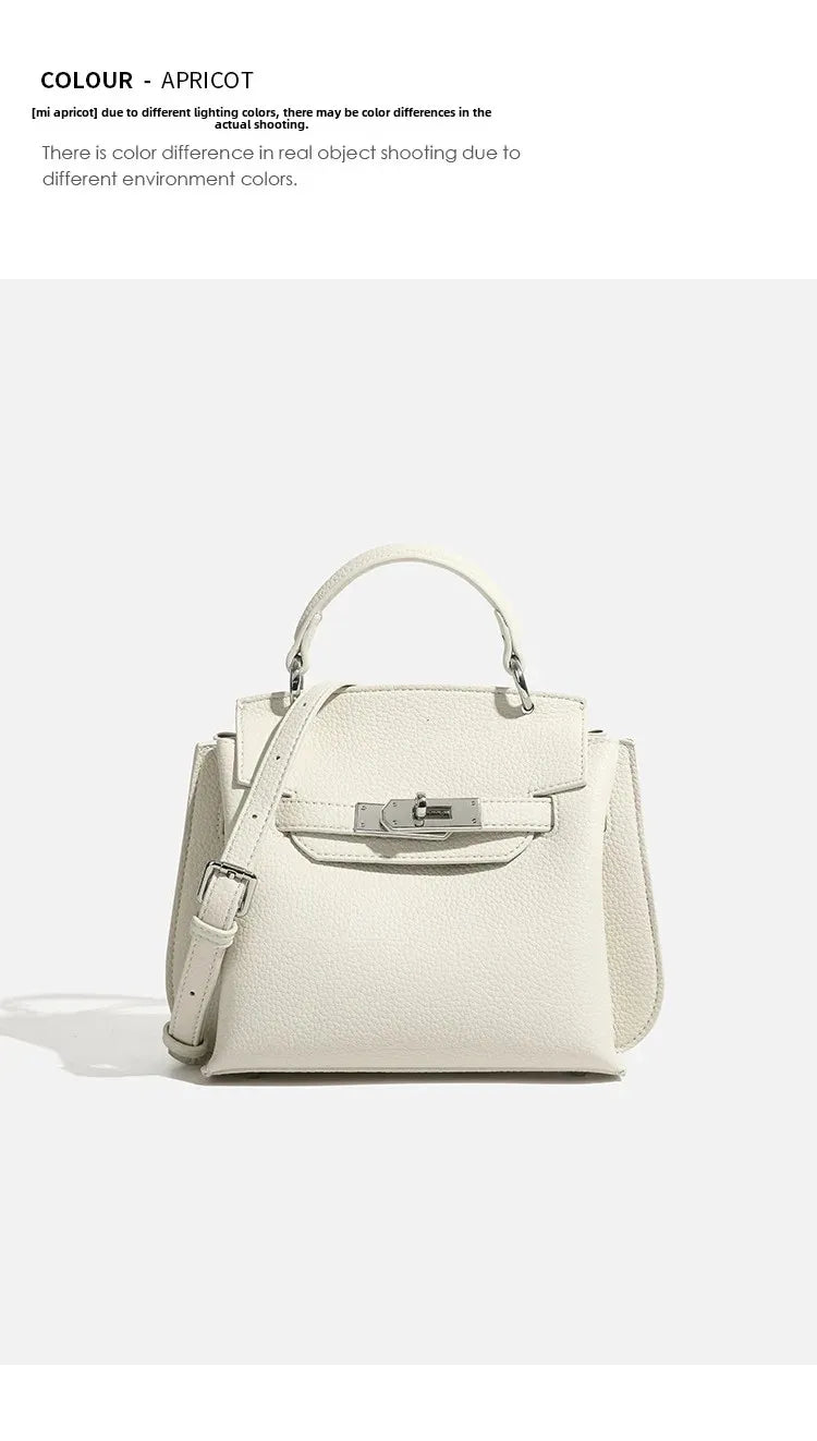 Fashionable Kelly Bag 2025 New Women's Crossbody Bag Retro Lychee Pattern Lock Buckle Single Shoulder Diagonal Bag Luxury Feel