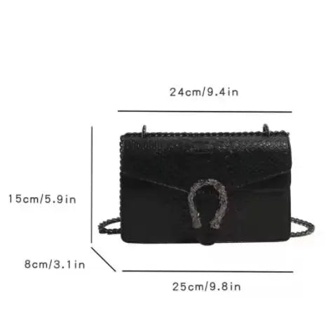 Retro Style Fashion Chain Shoulder Bag for Women Snake Pattern Crossbody Small Square Bag Trendy Accessory