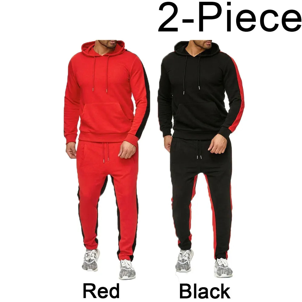 Men's 2 Piece Tracksuit Color Block Sweatsuit Stripes Casual Winter Long Sleeve Warm Moisture Wicking Breathable Sportswear Suit