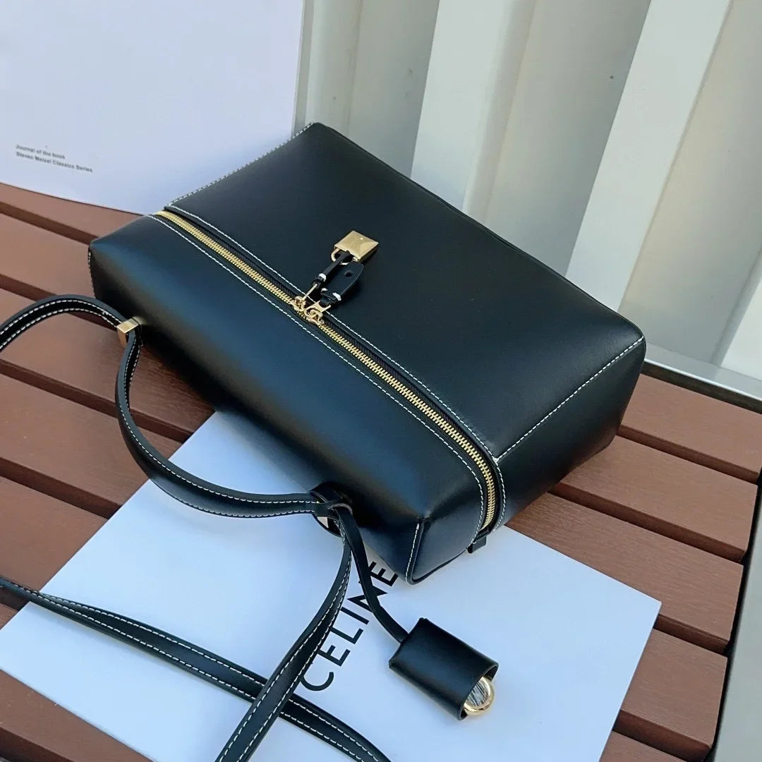 Lp27vintagecow Leather Extra Bag Casual Large Capacity Handbag Single Strap Soft Shape Autumn New Release Box Bag