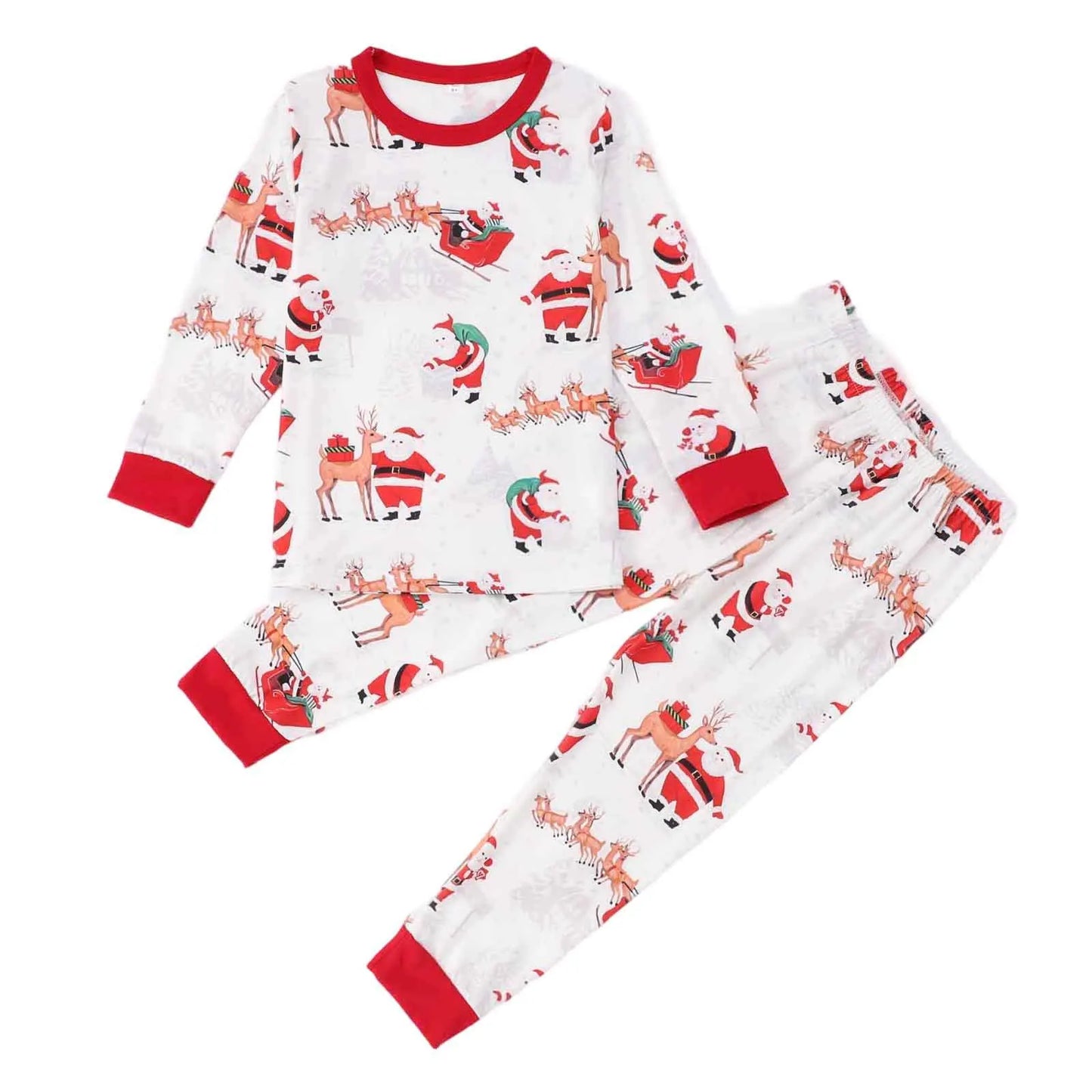 Xmas Family Look Pyjamas Santa Claus Print Christmas Pajamas Set Parent-child Matching Clothing Cute Soft Homewear Baby Romper
