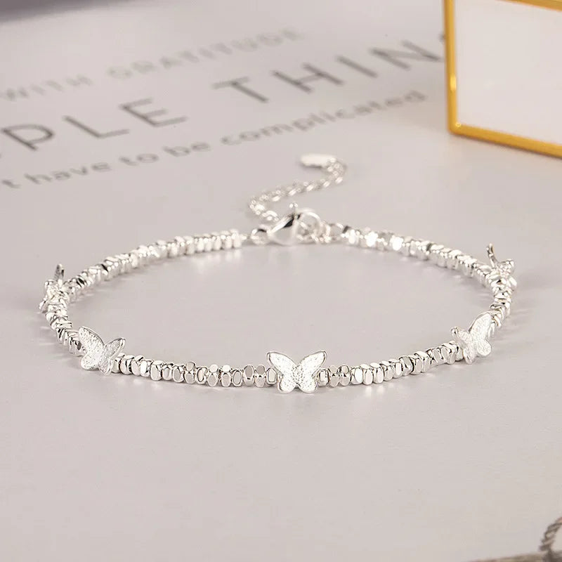 VENTFILLE 925 Sterling Silver Zircon Love Heart Bracelet For Women Bowknot Stars Bead Snake Bone Chain Jewelry Gift Dropship