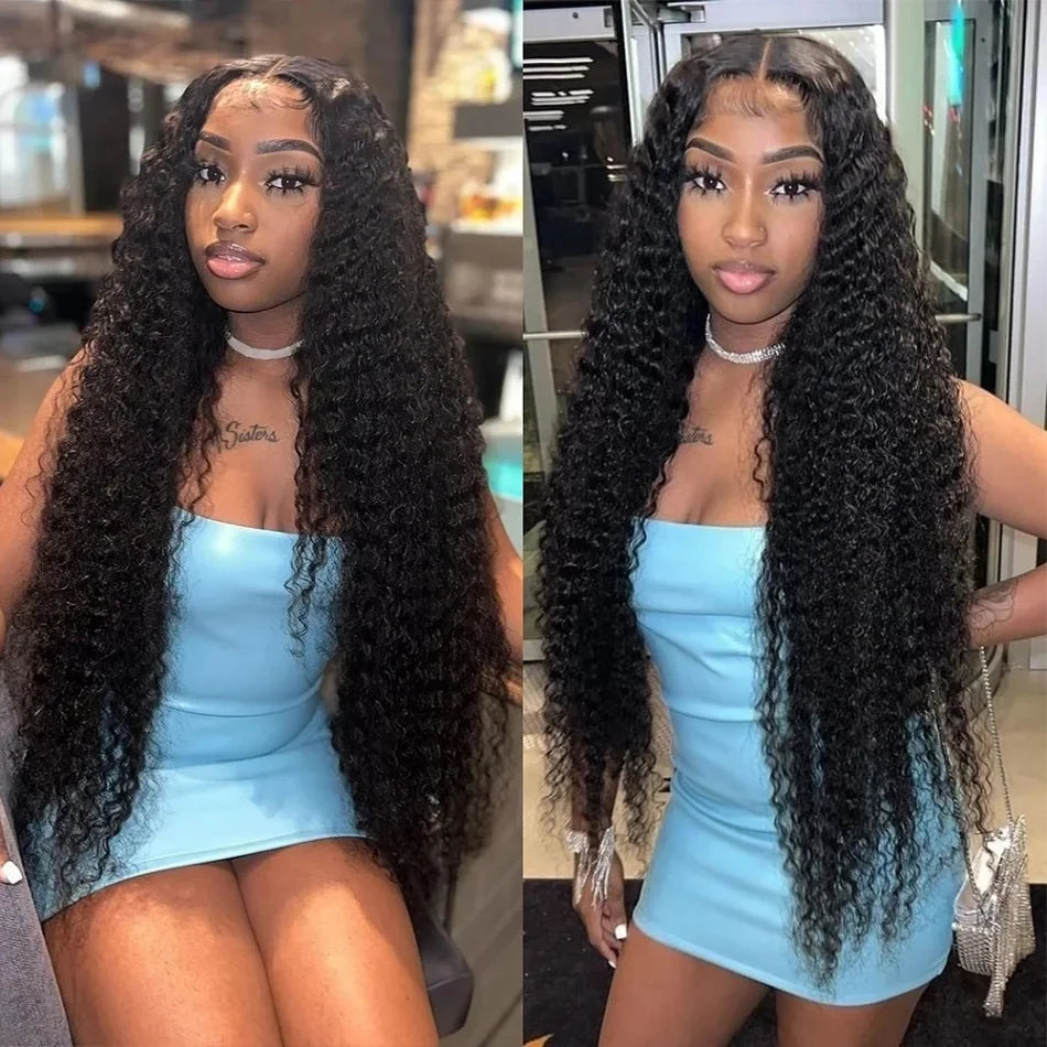 Kinky Curly 13x4 Lace Frontal Wig For Women 13x6 Glueless Human Hair Wigs Deep Water Wave Full Lace Front Wigs Ready to Wear Wig