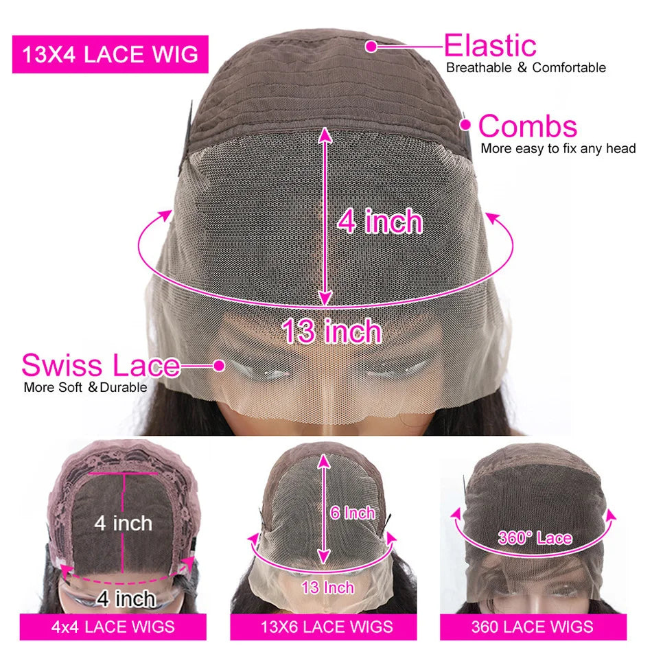 13x4 Transparent Lace Front Human Hair Wigs Brazilian Body Wave Pre Plucked 13x6 HD Lace Frontal Wigs For Women 4x4 Closure Wig