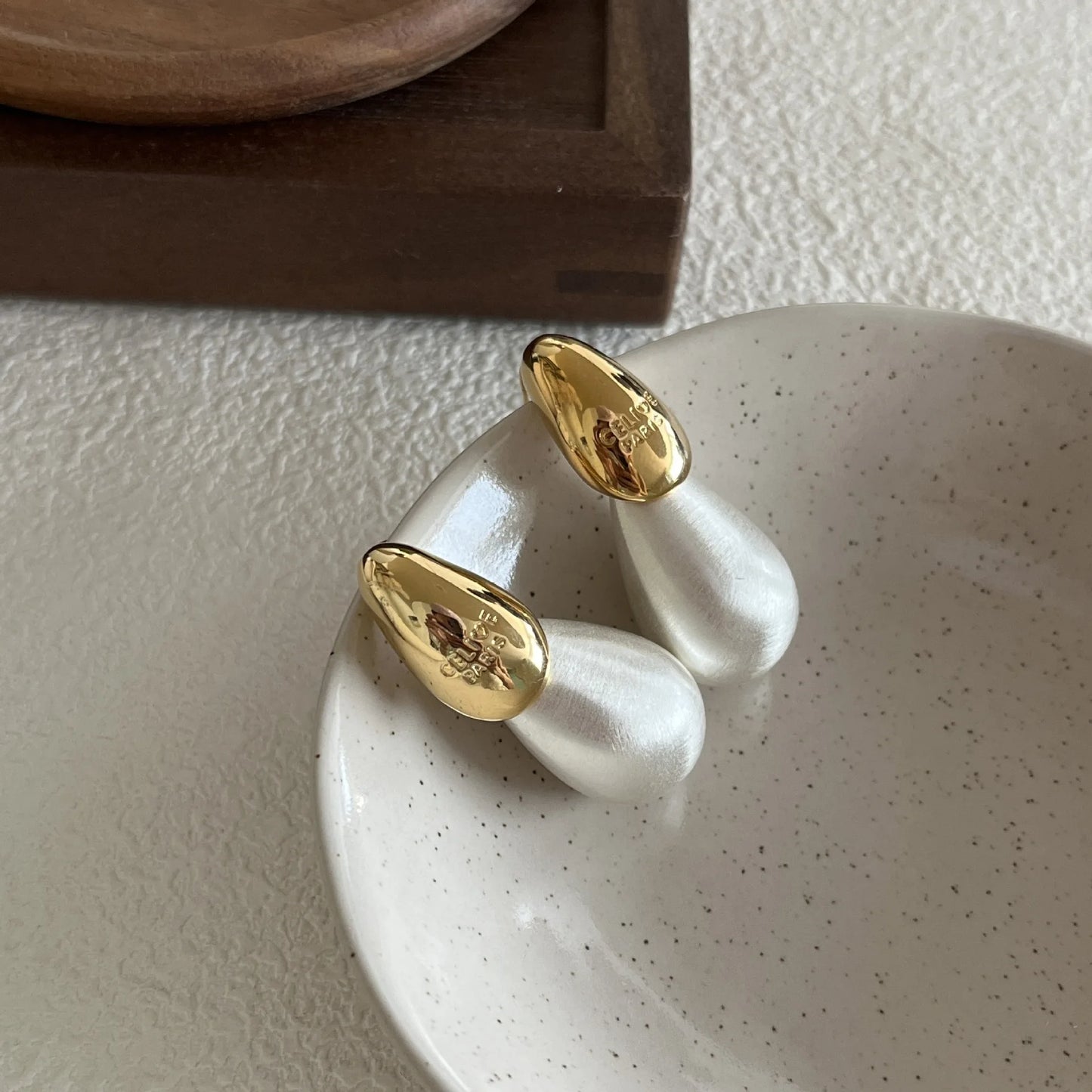 2025 New Water Drop Stud Earrings for Women Vintage Dome Copper Gold Plated Ceramic Metal Women's Earring Teardrop Ear Cuff Girl