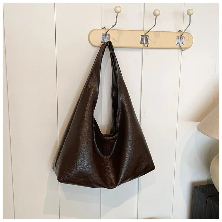 Large Capacity PU Leather Hobo Underarm Bags Autumn Winter Shoulder Bag for Women 2025 New Trend Y2K Handbags and Purses Tote