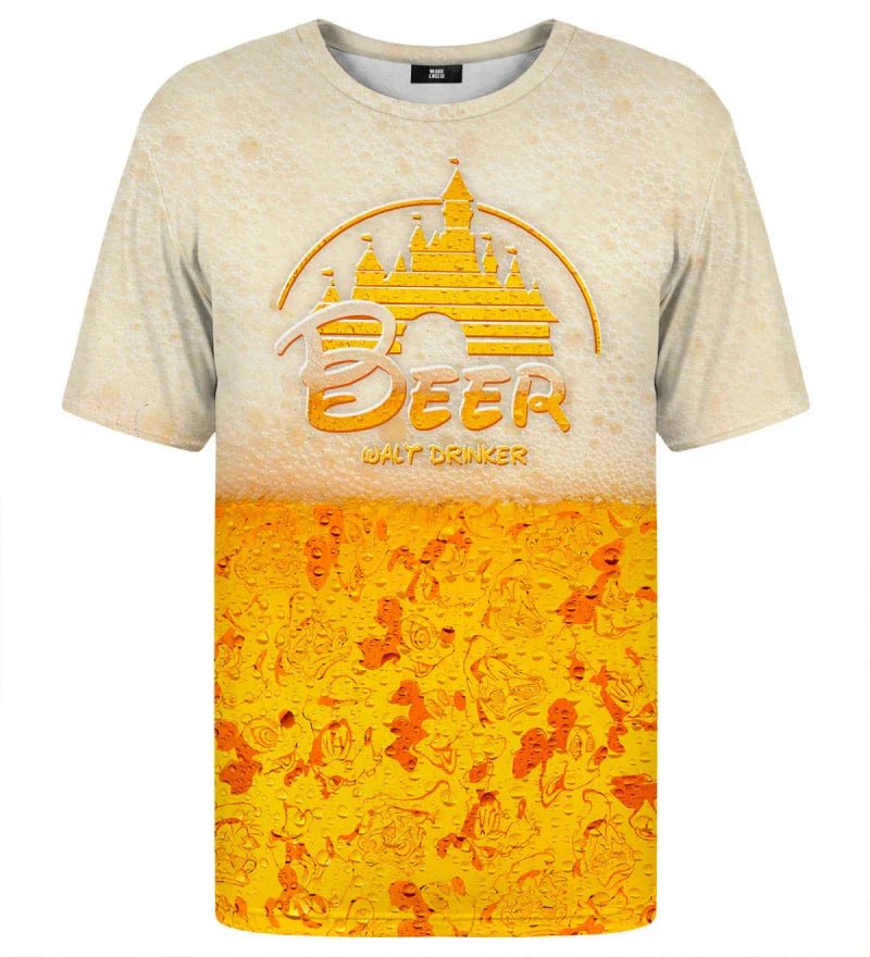 Beer Lover Cosplay T-shirt For Men Clothes Funny Humor Short Sleeve T Shirts Harajuku Fashion Cartoon Pattern Party Trend Tee