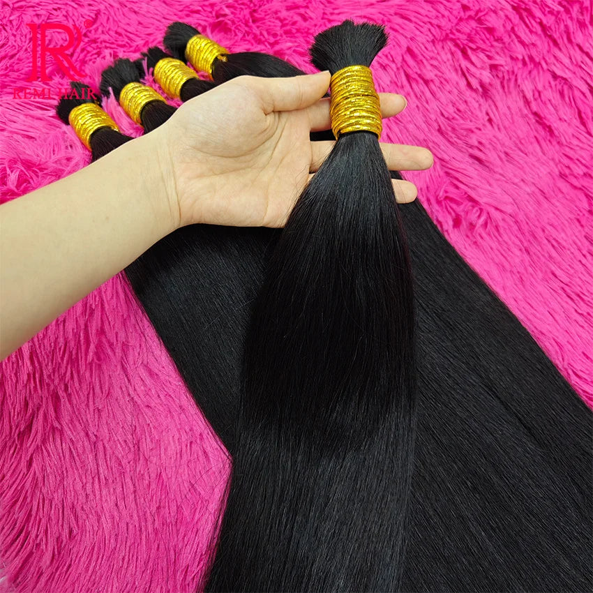 100% Real Human Hair Bulk Good Quality Straight Natural Hair Weaving No Weft Indian Hair Extension Human Hair Braiding For Women