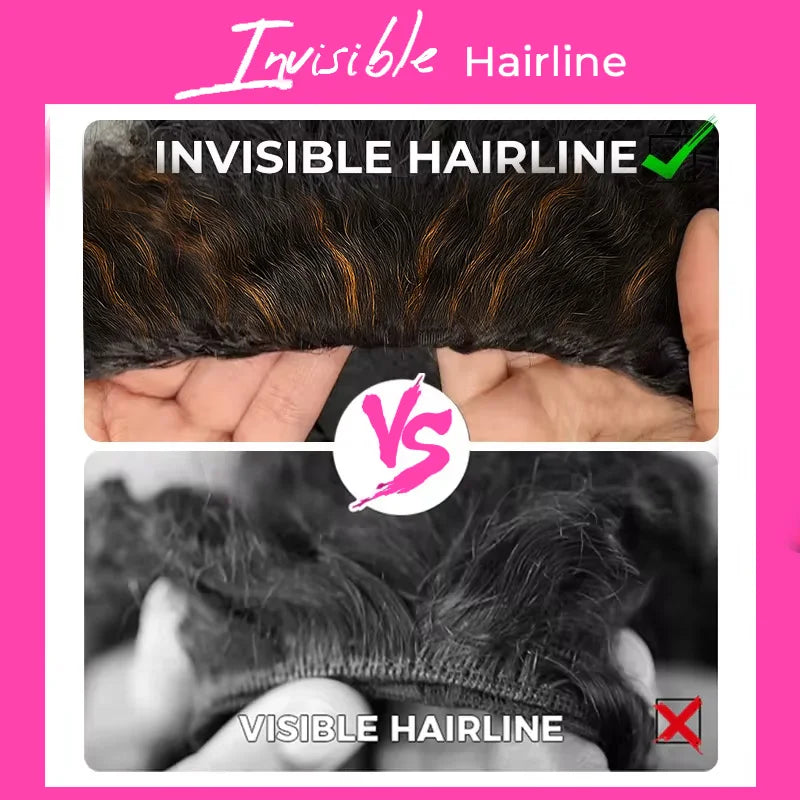 1B/30 highlight 3 In 1 Half Wigs Human Hair Drawstring Burmese 3C 4A Curly Invisible Half Wigs Water Wave Half Wigs Human Hair