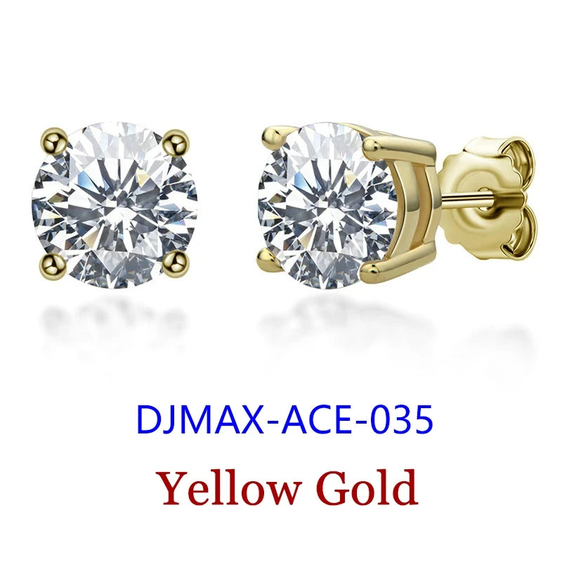 DJMAX 0.5-2ct Moissanite Diamond Stud Earrings for Women Original 925 Sterling Silver Lady's Moissanite Earring New 2025