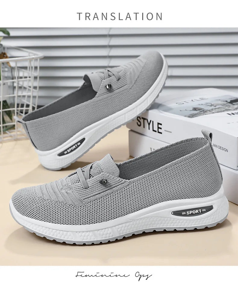 Summer Women's Sneakers Breathable Slip on Walking Shoes Mesh Low Top Womens Vulcanized Shoes Soft Sole Lightweight Women Shoes