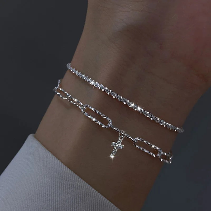 Fashion 925 Sterling Silver Bracelets for Women Simple Korean Multi Layer Coil Adjustable Bracelets Party Wedding Jewelry Gifts