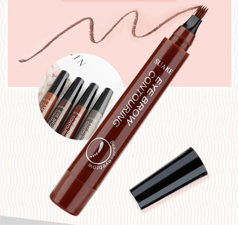 4 Point Eyebrow Pencil 4 Prong Tip Eyebrow Pen 4 Fork Eyebrow Pencil Waterproof Liquid Eyebrow Pencil Long Lasting Like Real