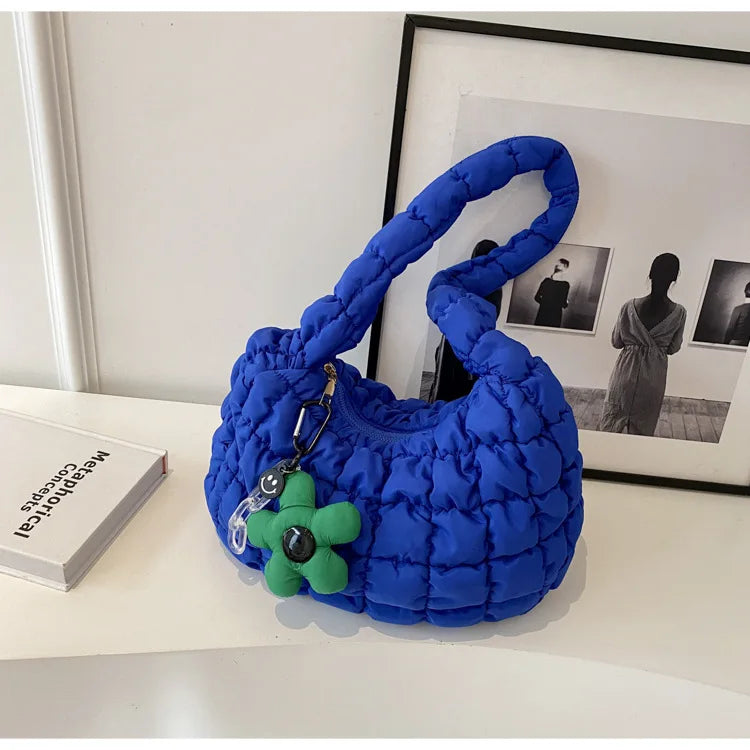 Women's Bag Korean Version Sweet Girly Style Shoulder Bag Fashion Casual Bubble Dumpling Bag Fold Cloud Bag Fashion Exquisite