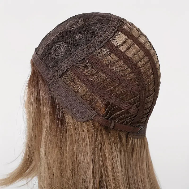 Long Ombre Blonde Synthetic Wigs Middle Part Natural Long Straight layering Wigs For Women Party Halloween Cosplay Daily Wear