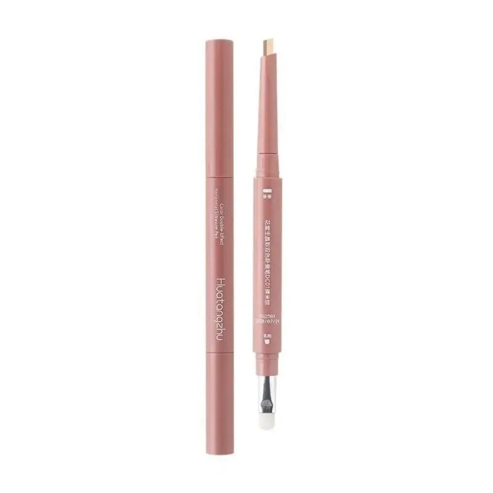 Double Ended Lying Silkworm Pencil Eye Makeup Tool with Brush Highlighter Makeup Pen Mulitfuntional Eye Brightener Makeup Stick