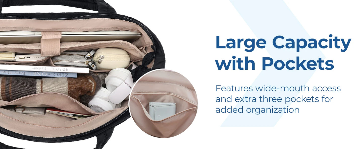 BAGSMART Women's Bag Solid Color Tote Bag Commuting College Padded Shoulder Bag Leisure Simple Female Handbags for Travel