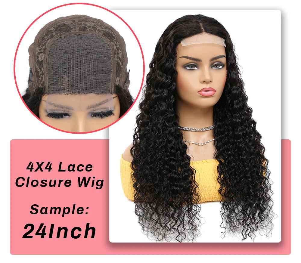 Deep Wave Frontal Wig Human Hair 13x4 Curly Human Hair Wig Transparent  Lace Wig 13x6 Water Wave Wigs 180 Density