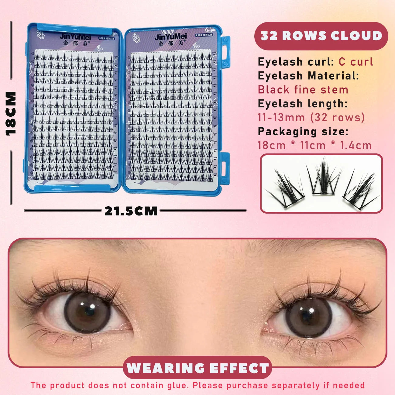 32 Rows Large Capacity Eyelashes Extension Professional Individual Cluster DIY Lashes Natural False Eyelashes Makeup Products