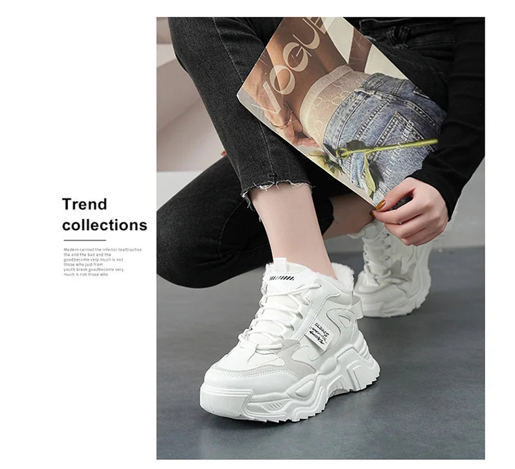 Winter New Women High Top Snow Boots Warm Plush Woman Comfortable Sneakers Waterproof Cottom Shoes Fashion Female Footwear 2025