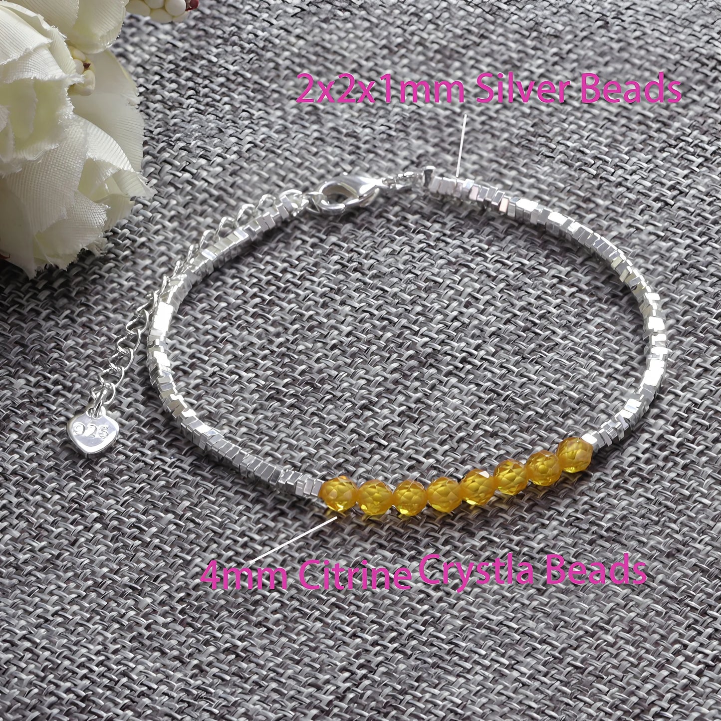 VENTFILLE 925 Sterling Silver Line Extremely fine Bracelet for Women Love Haert Bead Korean Ins Sweet Jewelry Gift Dropshipping