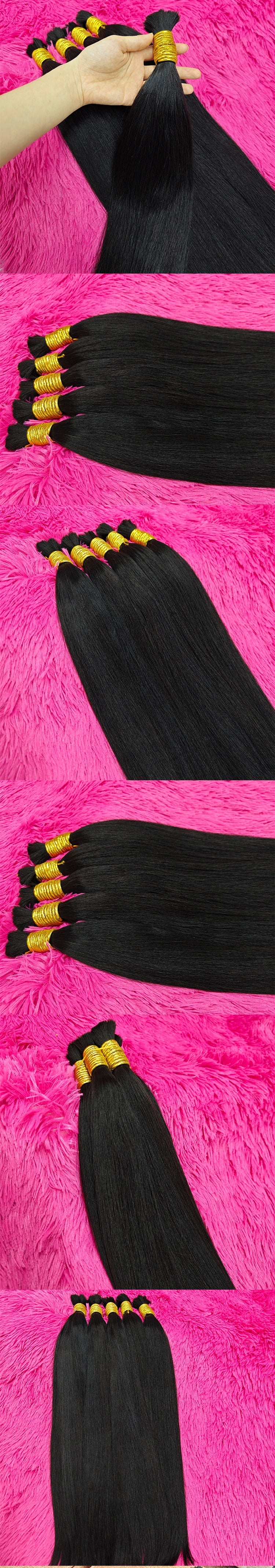 100% Real Human Hair Bulk Good Quality Straight Natural Hair Weaving No Weft Indian Hair Extension Human Hair Braiding For Women