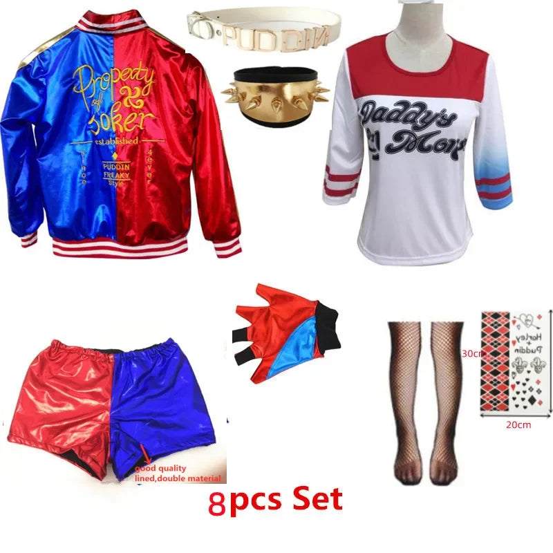 Hot Toys Suicide Harley Cosplay Squad Costumes Halloween Carnival Women Adult Jacket Pants Christmas Party Clothes