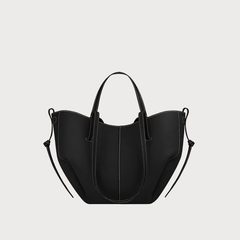 Women's large capacity leather hand-held wing bag, pleated underarm tote bag, casual and fashionable one shoulder underarm bag
