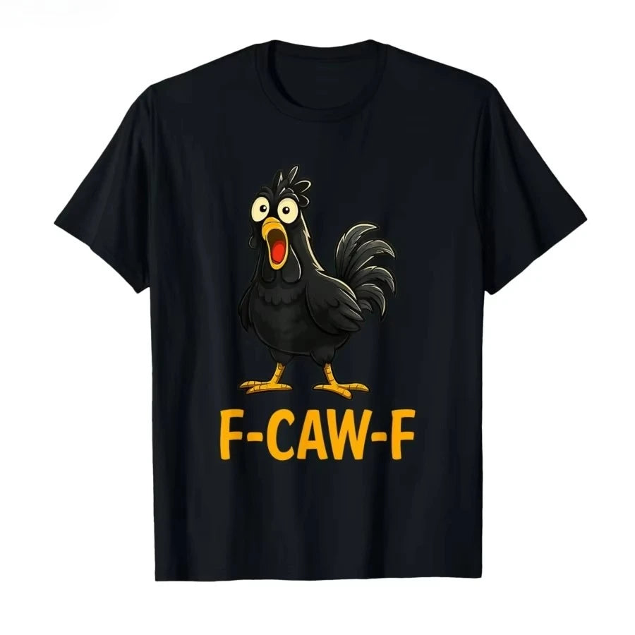 Funny F Caw F Chicken FCAWF Chicken T-Shirt Men Funny 100% Cotton Tee Shirt Crew Neck Short Sleeve T Shirts Gift Idea Clothes