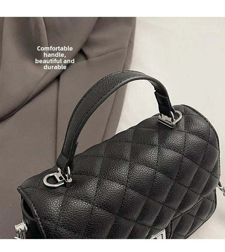 Small Square Lattice Chain Crossbody Bag Women's Shoulder Handbag Simple Handheld Underarm Bag Hot Sale Of The Season New Versat