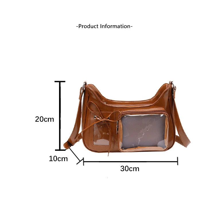 Y2k Harajuku Shoulder Bag Women Korean Transparent Ita Bag School Crossbody Bag Female Japanese Designer Preppy Handbag Purse