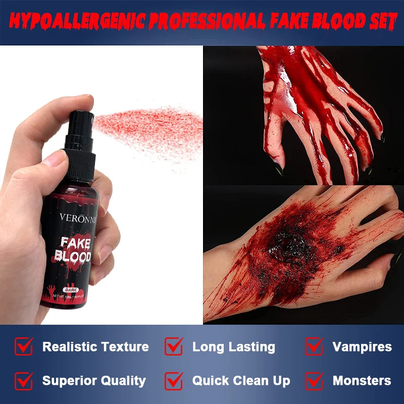 Realistic Fake Blood Gel Non-Toxic Long-Lasting SFX Makeup with Clotted Blood Texture for Halloween Party Vampire Zombie Monster